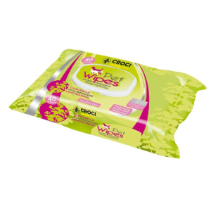 מגבונים לכלבים בניחוחות 40 יח' באריזה.