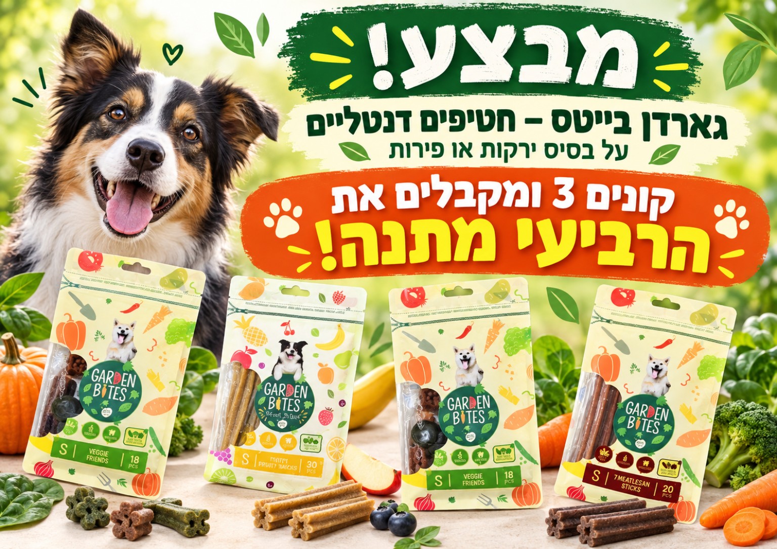 חטיפי Garden Bites — 3+1 מתנה
